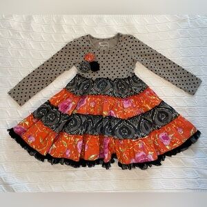 Polka Dot and Floral Long Sleeve Dress